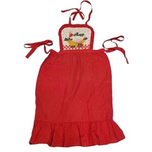 Vintage Hand Made Grandma's Favorite Christmas Goose Apron with Ties and pocket